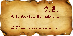 Valentovics Barnabás névjegykártya